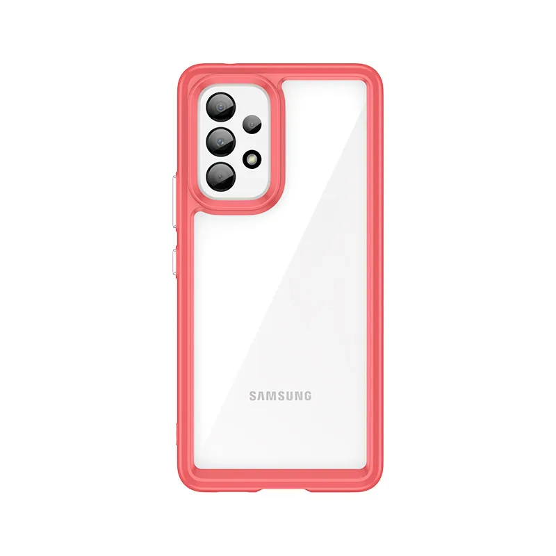 Women Simple Solid Color Colorful Samsung Acrylic Anti-Drop Protective Case