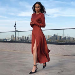 Long Sleeve Side Slit Dress
