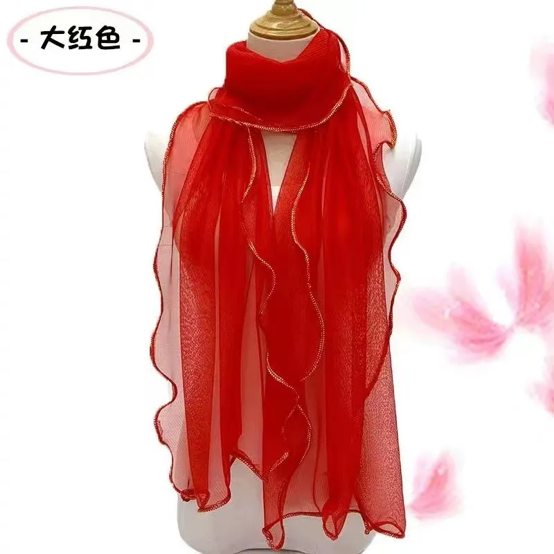 Solid Color Fashion Women Curled Ruffled Stretch Women Scarf