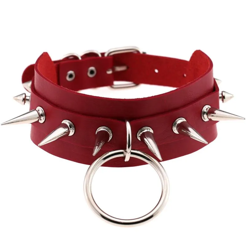 Wholesale Women Punk Pattern Rivet Decor Wide PU Choker