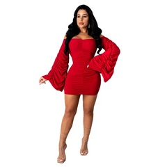 Off Shoulder Creased Sheath Dress