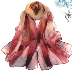 Summer Lotus Flower Print Sunscreen Scarf