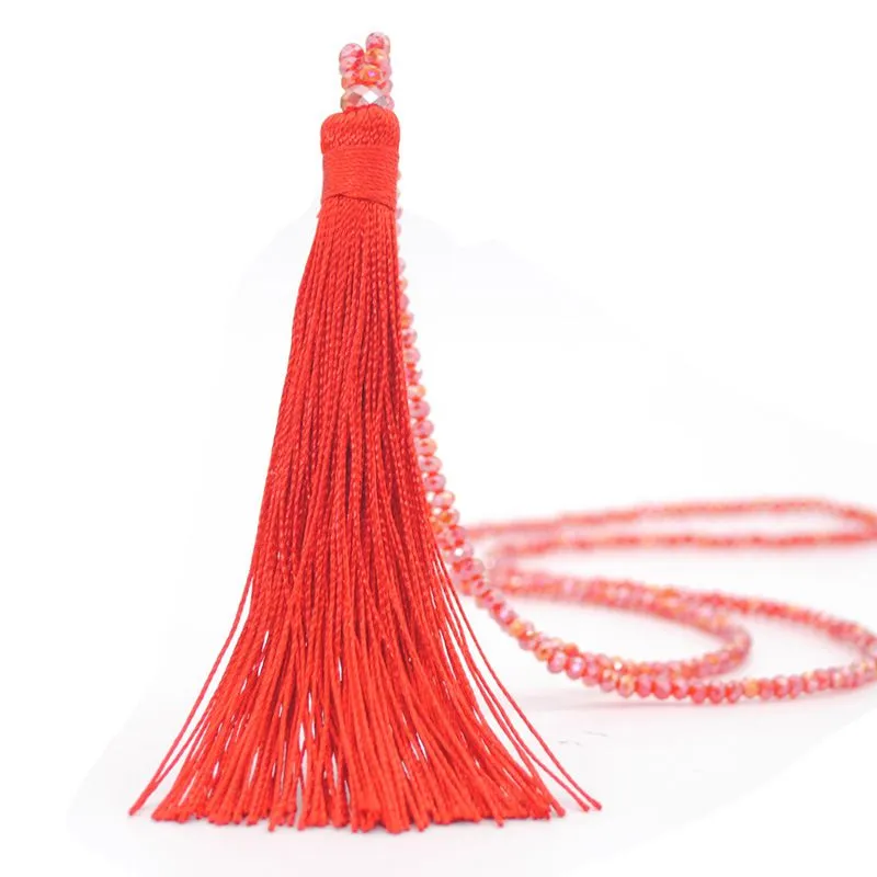 Optional Long Tassel Pendant Handmade Beaded Ethnic Necklace