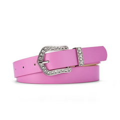 Fashion Elegant Rhinestone Inlaid Pin Buckle Simple Women Pu Belt