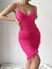 Women Fashion Sexy Strap Lace Skinny Mini Dress