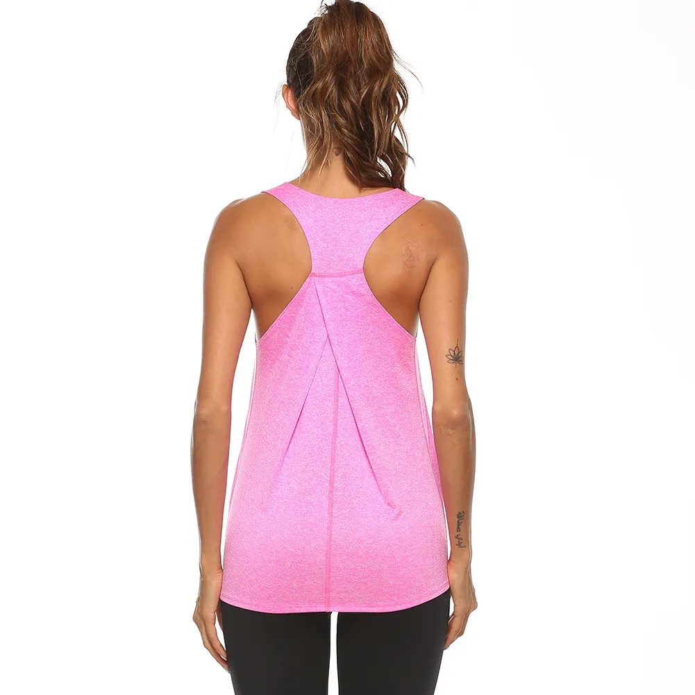 Women Round Neck Pullover Stretch Racerback Sports Tank Top