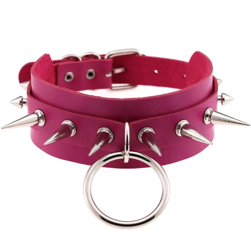 Wholesale Women Punk Pattern Rivet Decor Wide PU Choker