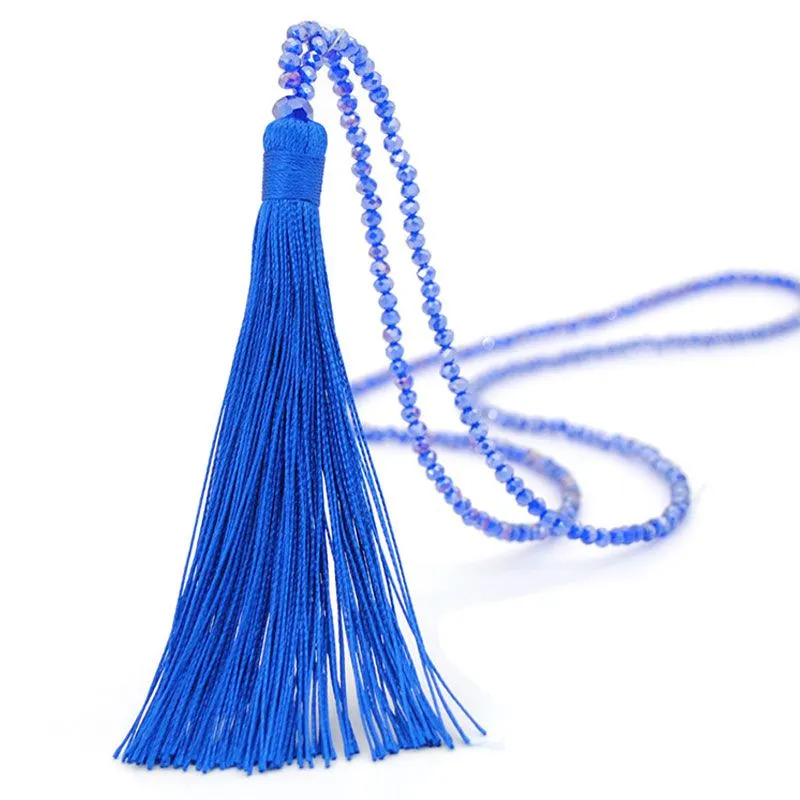 Optional Long Tassel Pendant Handmade Beaded Ethnic Necklace
