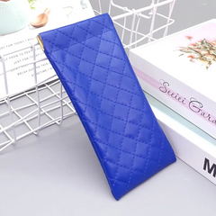 Simple Solid Color Diamond Line Portable Waterproof Automatic Closed PU Glasses Storage Bag