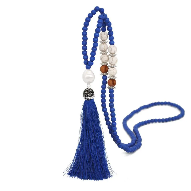 Hot Sale Women Boho Style Handmade Beaded Tassel Necklace