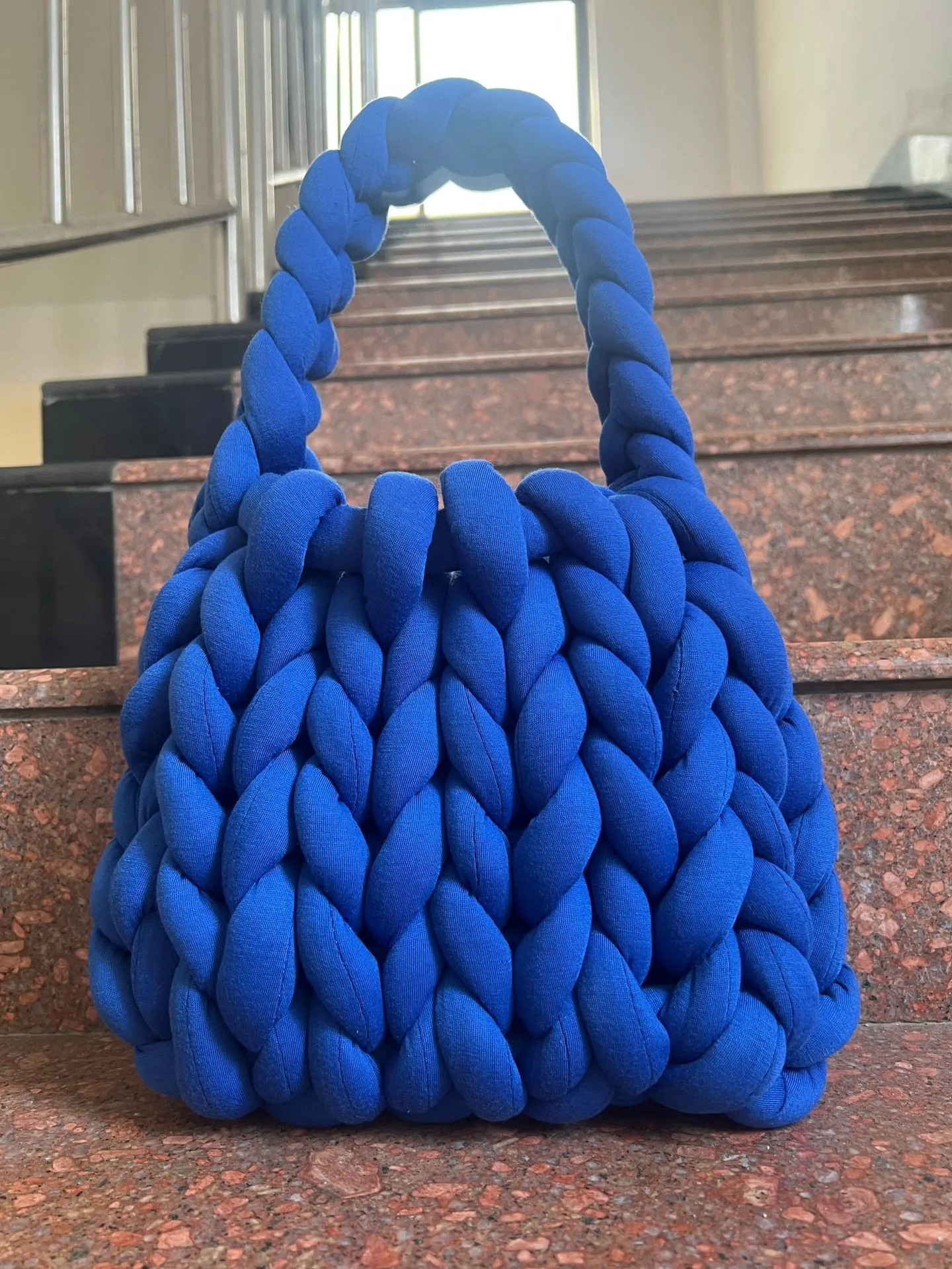 omen Fashion Solid Color Hand-Woven Wool Handbag