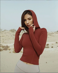 Women Casual Stretch Hooded Long Sleeve Running Sports Sweatshirt
