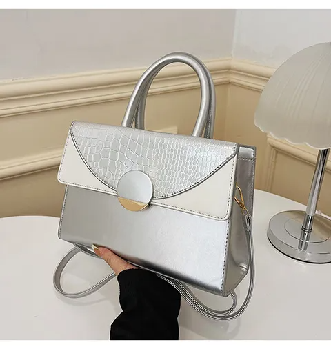 Women Fashion Color Matching Flap Handbag