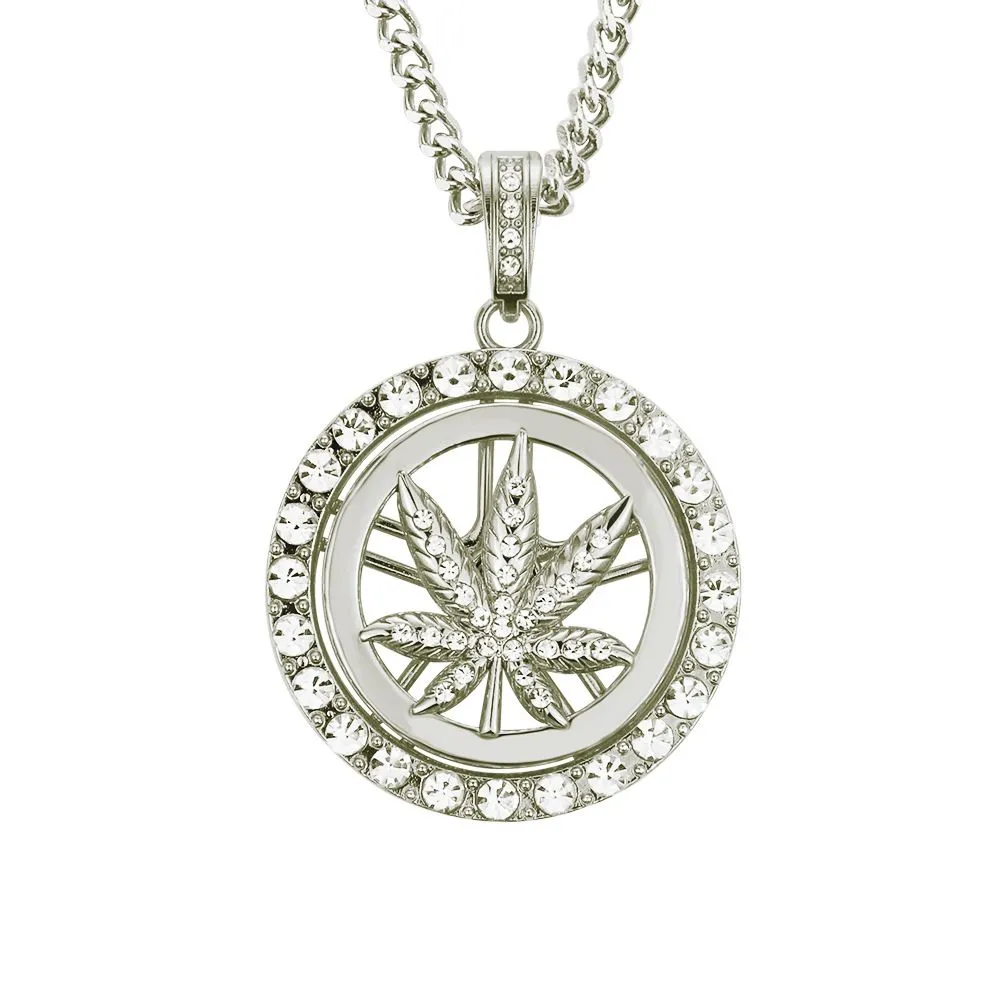 Unique Maple Leaf Design Alloy Lucky Wheel Pendant Men Necklace