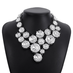 Women Fashion Exaggerated Imitation Acrylic Diamond Assembled Necklace