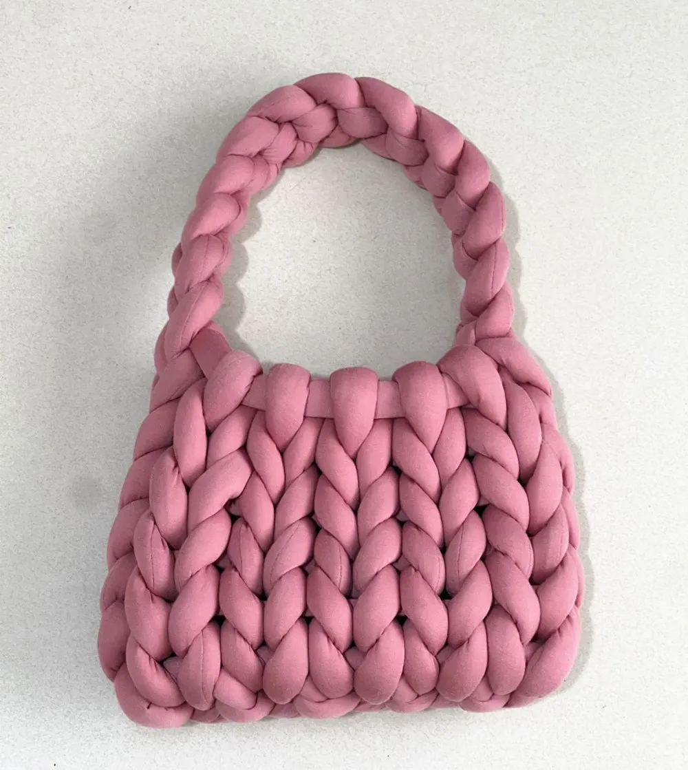 omen Fashion Solid Color Hand-Woven Wool Handbag