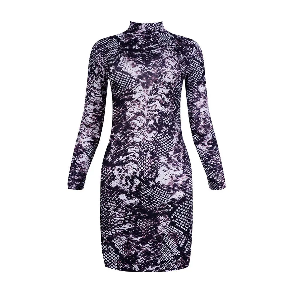 Women Fashion Animal Print Long Sleeve Dress
