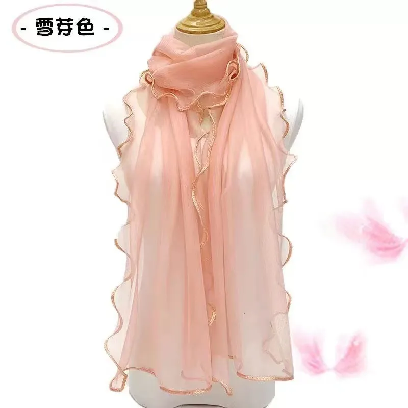Solid Color Fashion Women Curled Ruffled Stretch Women Scarf