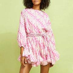 Women Fashion Graphic Printing Long Sleeve Dress