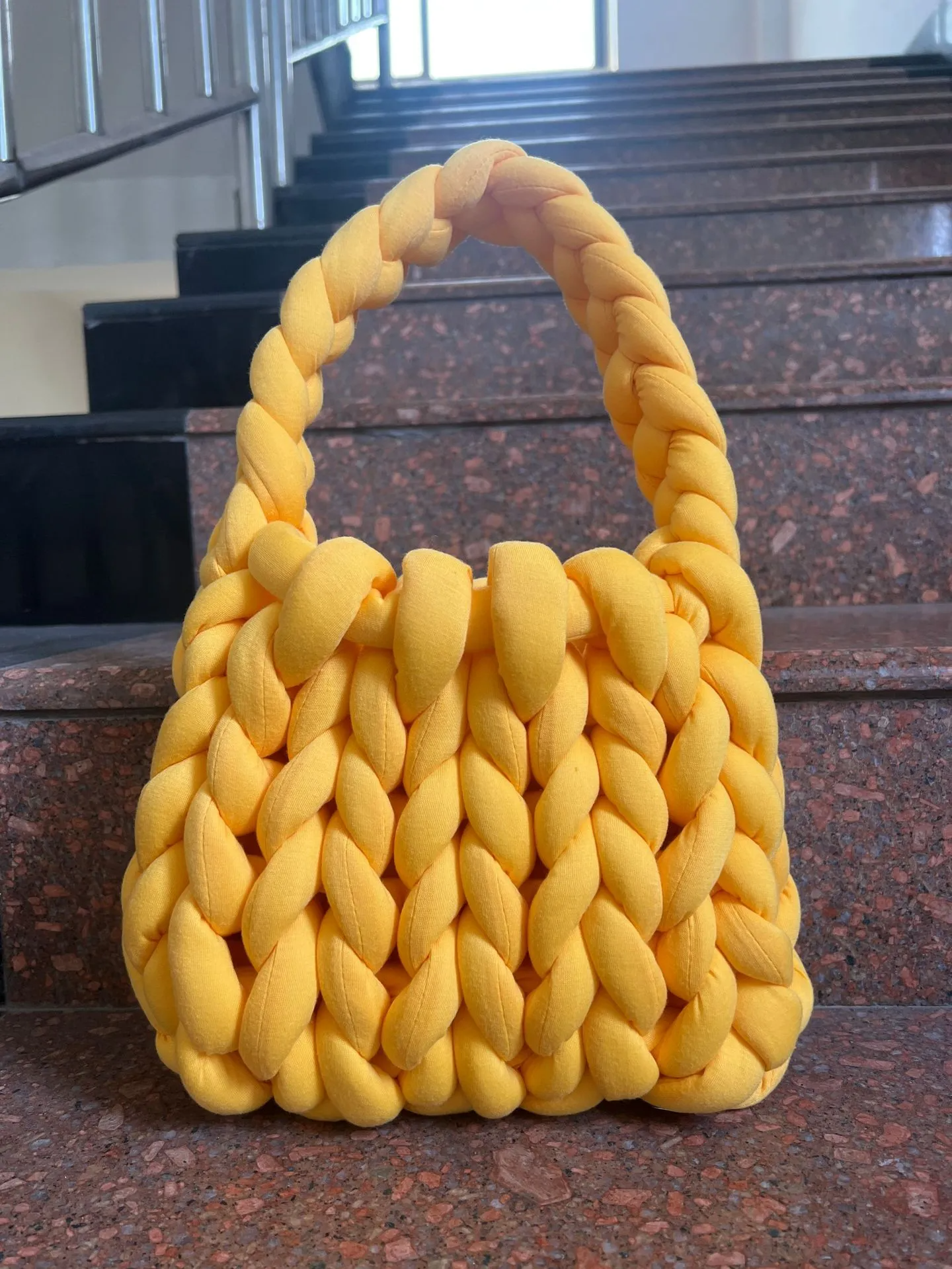 omen Fashion Solid Color Hand-Woven Wool Handbag