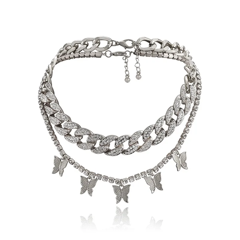 Retro Rhinestones Decoration Butterfly Chain Design Necklaces