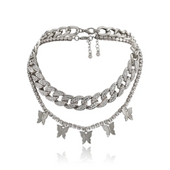 Retro Rhinestones Decoration Butterfly Chain Design Necklaces