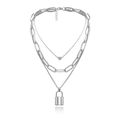 Fashion Retro Lock Chain Heart Design Necklace