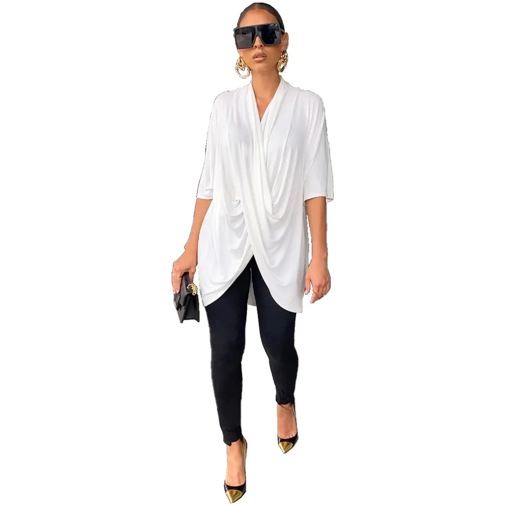 Elegant Women Office Fashion Solid Color Loose Blouse