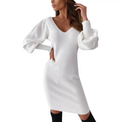 Women Fashion Solid Color Backless Lace Patchwork Dress
