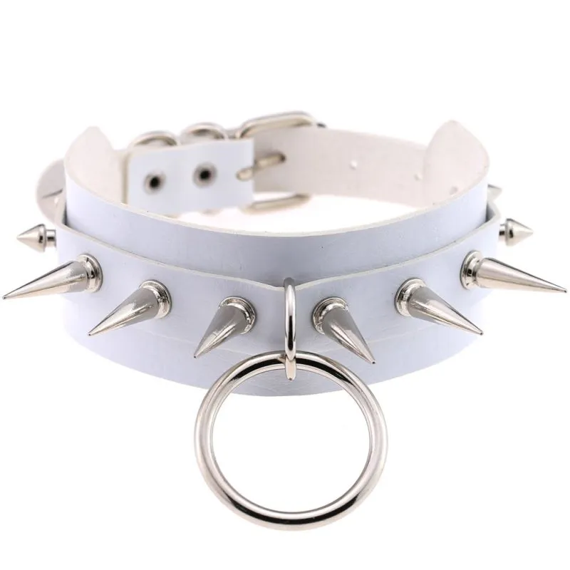 Wholesale Women Punk Pattern Rivet Decor Wide PU Choker