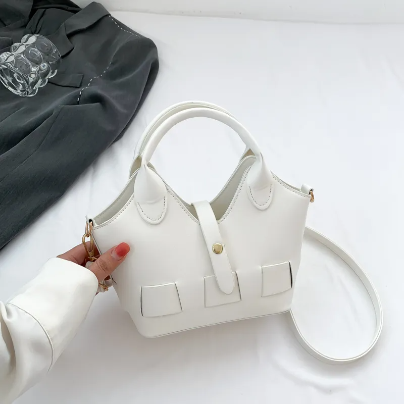 Women Fashion Simple Solid Color Magnetic Button PU Shoulder Crossbody Bags