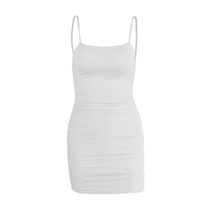Sexy Backless Solid Color Spaghetti Strap Sleeveless Bodycon Dress