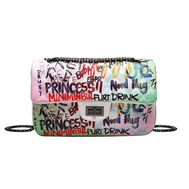 Graffiti Design Chain Square Shoulder Bag
