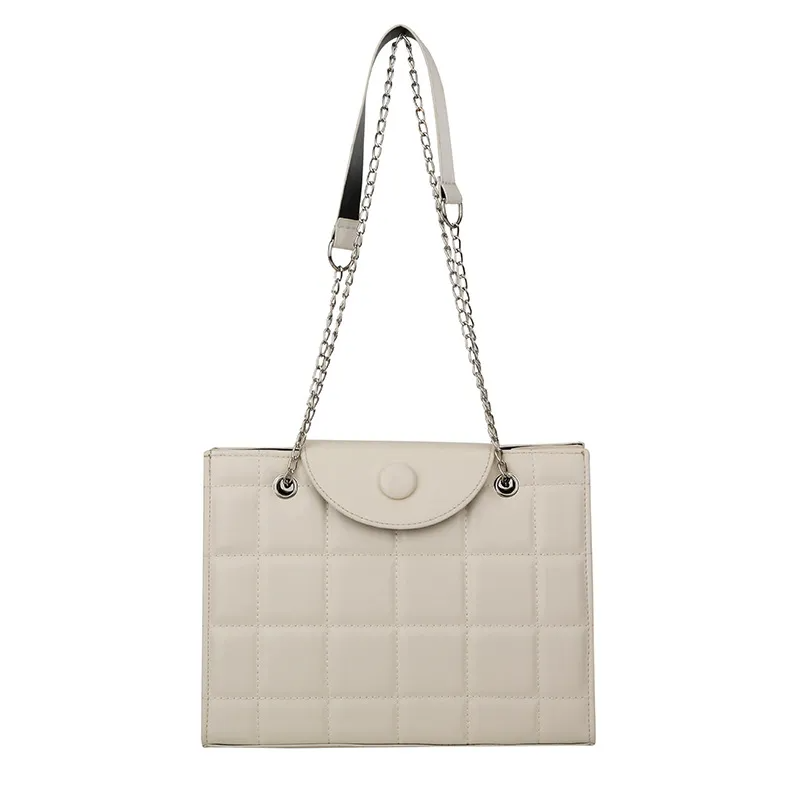Women Classic Elegant Metal Chain Large Capacity Underarm Square Bag