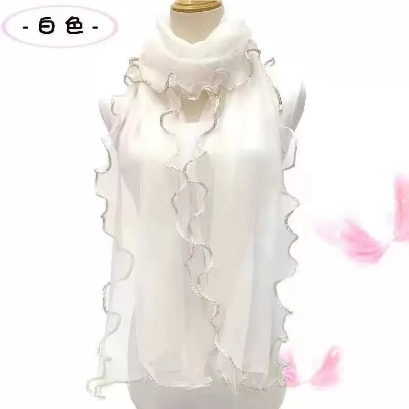 Solid Color Fashion Women Curled Ruffled Stretch Women Scarf
