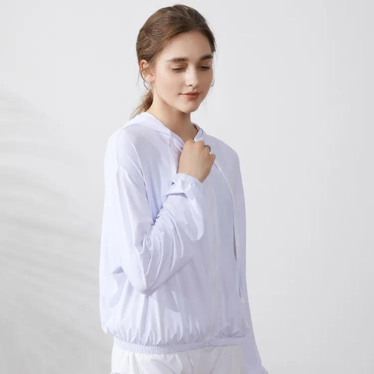 Women Fashion Casual Sunscreen Long Sleeve Hooded Sports Top