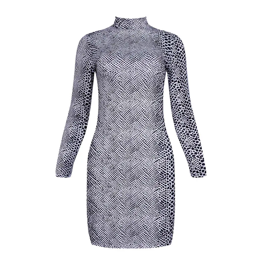 Women Fashion Animal Print Long Sleeve Dress