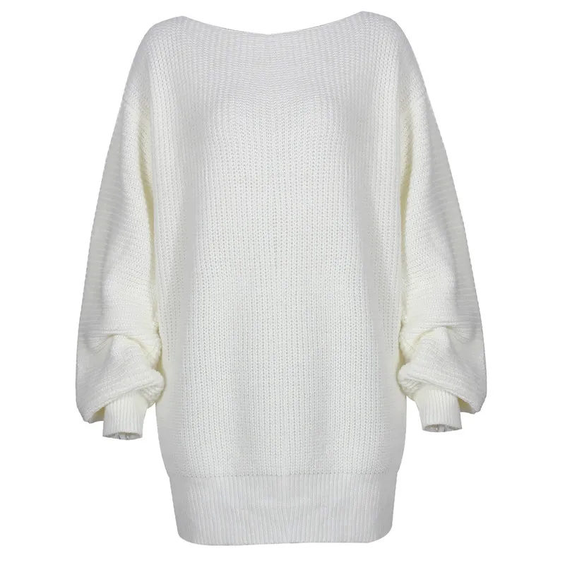 Winter Women Casual Solid Color Long Sleeve Knitted Mini Dress