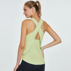 Women Crossover Beauty Back Running Sports Vest Cover-Up