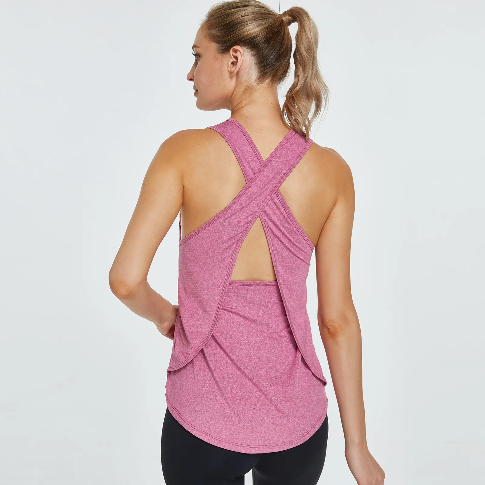 Women Crossover Beauty Back Running Sports Vest Cover-Up