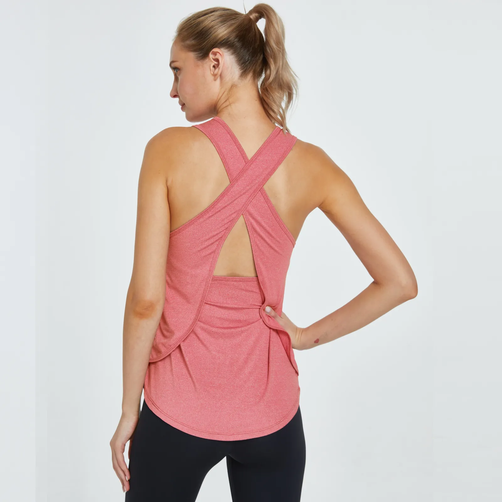 Women Crossover Beauty Back Running Sports Vest Cover-Up