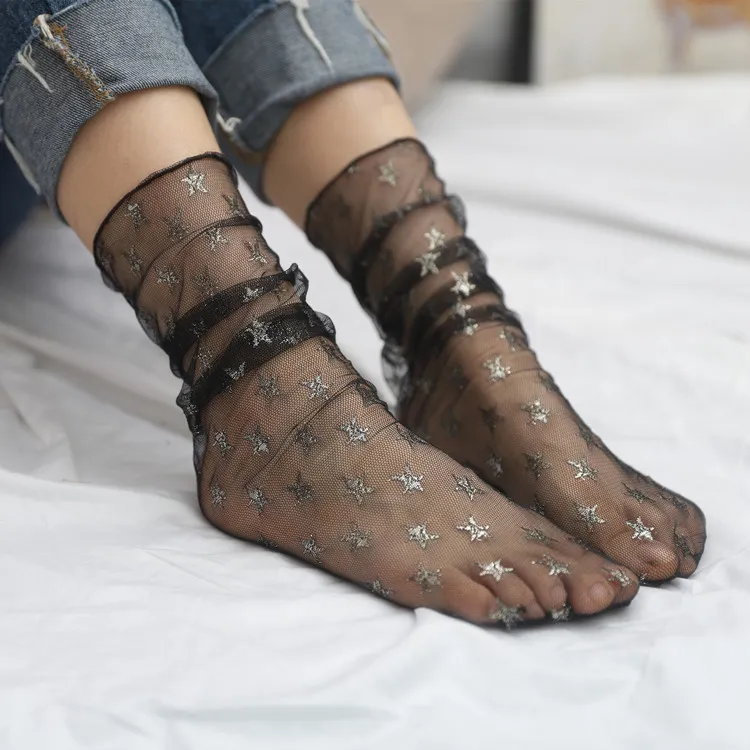 Ultra-Thin Mid-Tube Women Thin Summer Mesh Hollow Socks