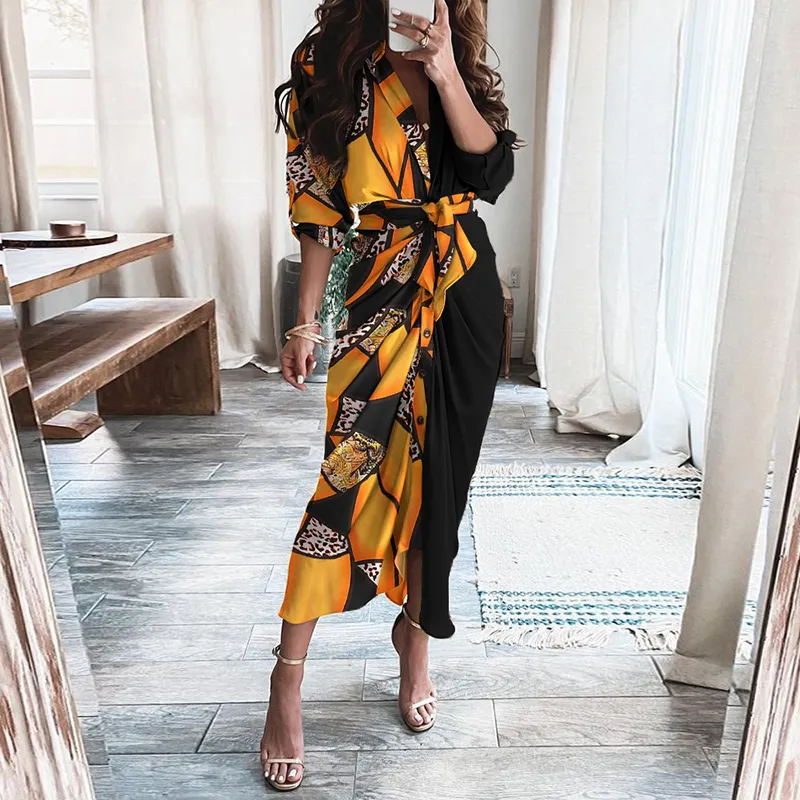 Women Fashion V Neck Bandage Creased Dress