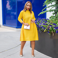Women Casual Solid Color Loose Long Sleeve Dress