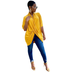 Elegant Women Office Fashion Solid Color Loose Blouse