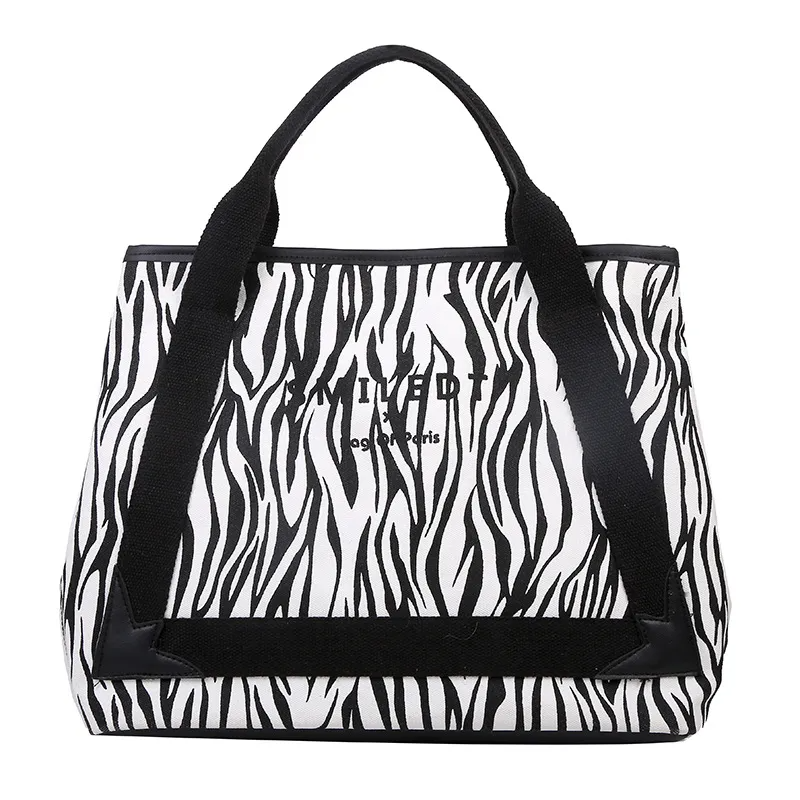 Women Fashion Casual Letter Pattern Large Capacity Canvas Tote Shoulder Bag