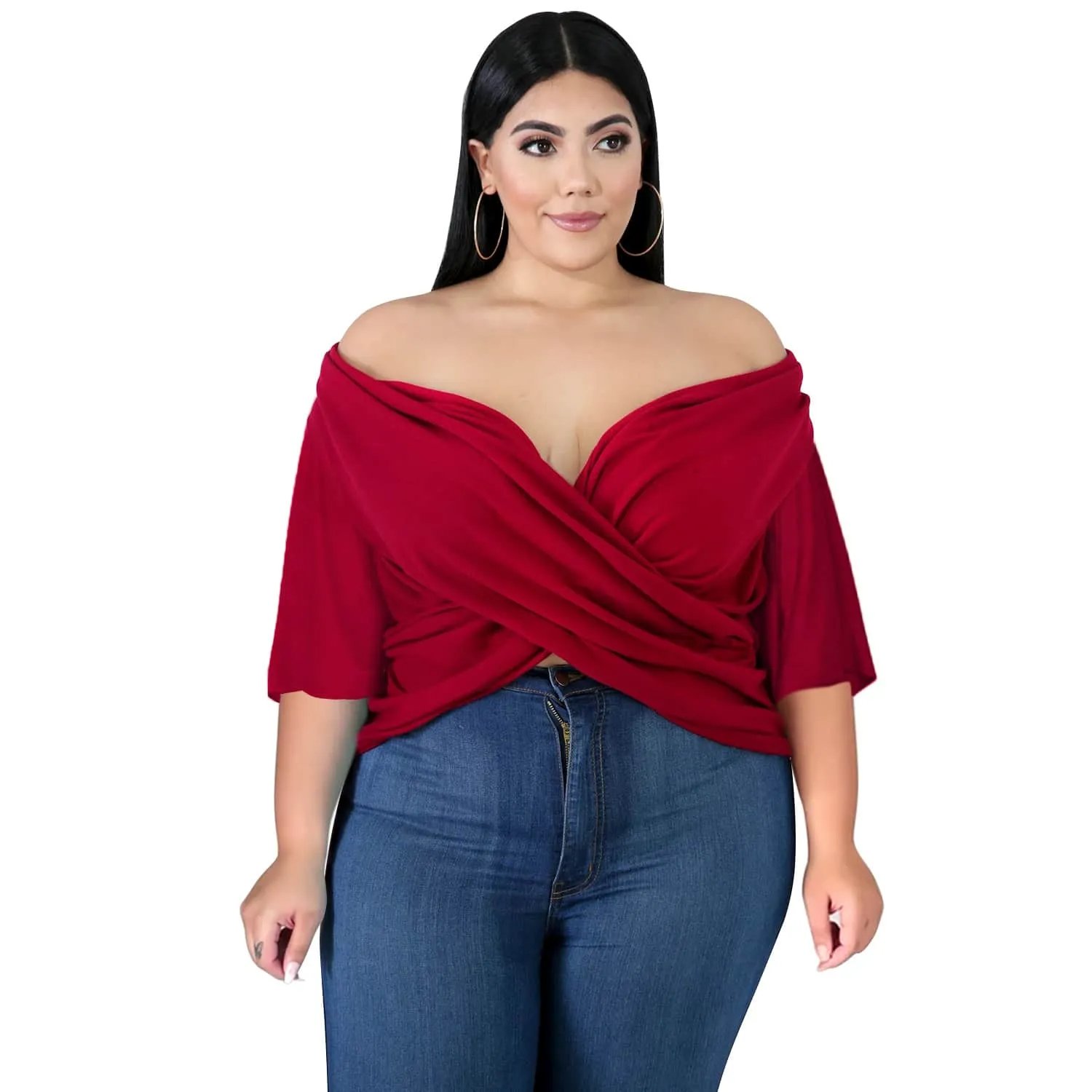 Women Solid Color Dolman Sleeve Irregular Blouse