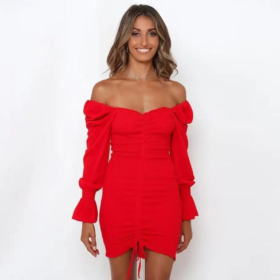Women Fashion Floral Printed Ruffled Crease Dress