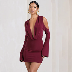 Long Sleeve Shoulder Bodycon Dress
