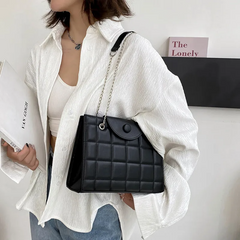 Women Classic Elegant Metal Chain Large Capacity Underarm Square Bag